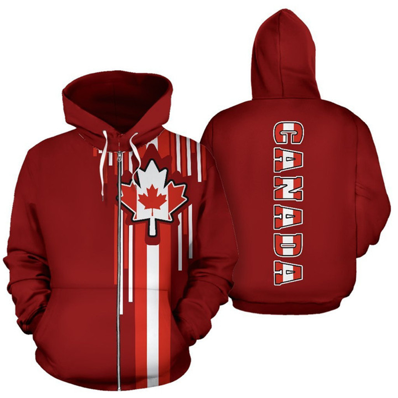 Canada Flag 3d Printed Zip Up  - đánh giá và giá Street Fashion Canada