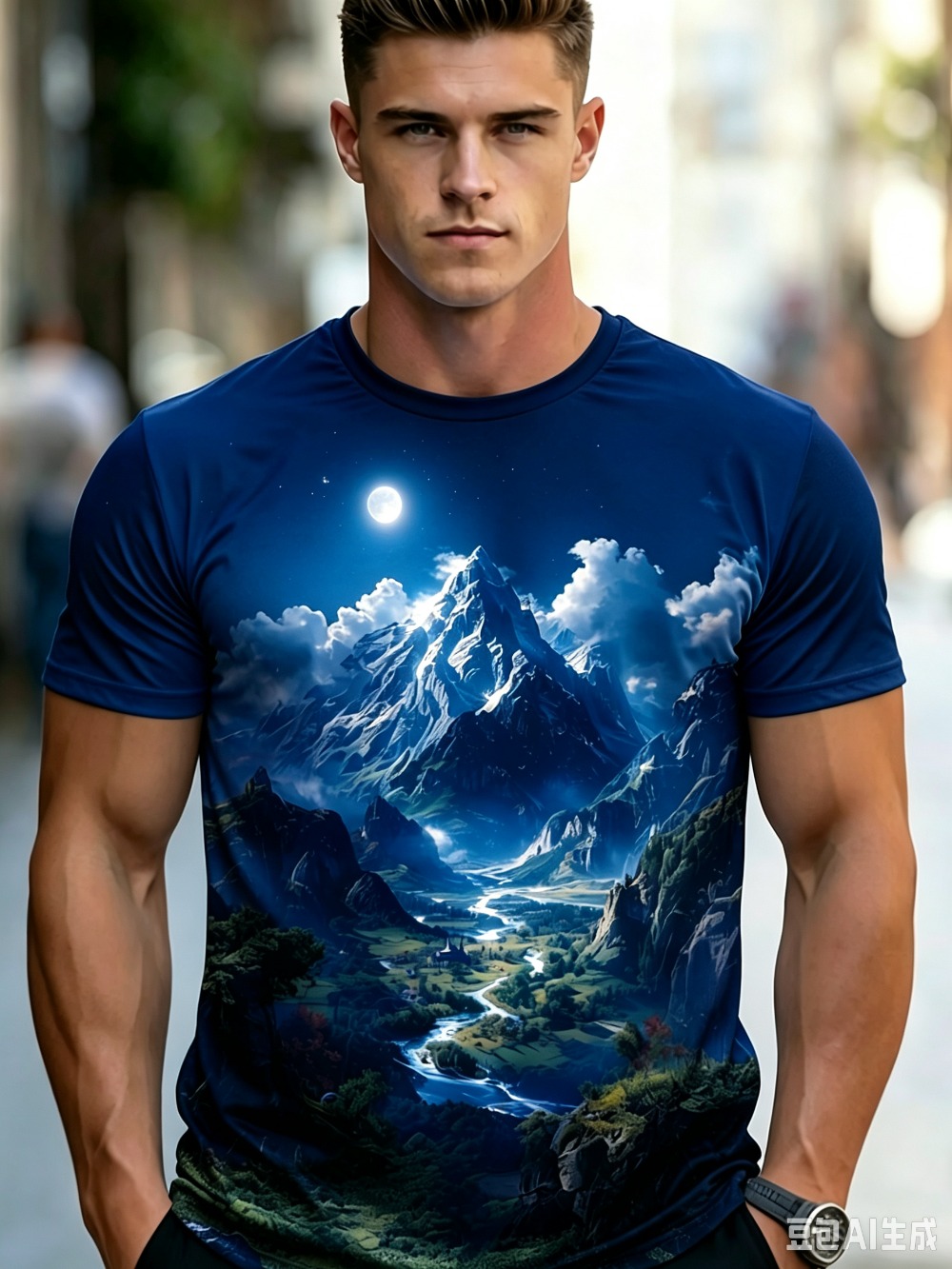 Men Mountain Scenery3D Print S - đánh giá và giá Street Fashion Y2K