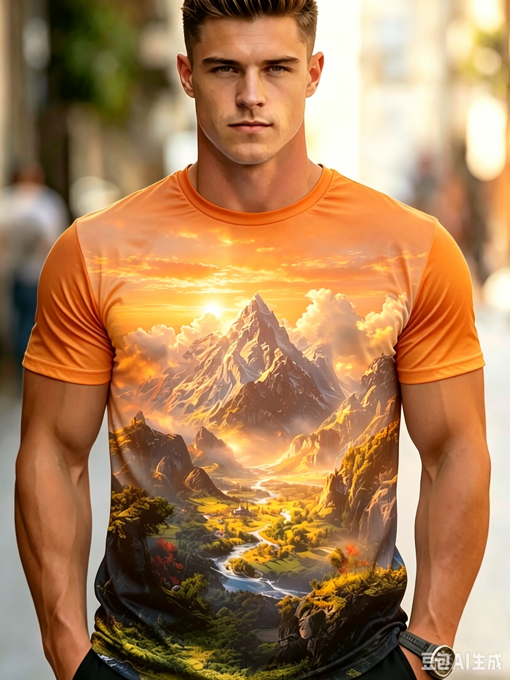 Men Mountain Scenery3D Print S - đánh giá và giá Street Fashion Y2K